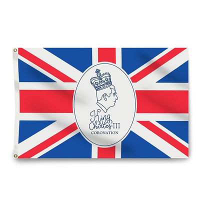 ธง King Charles คุณภาพสูงขนาด 3x5 ฟุต UK King Charles III Coronation 2023