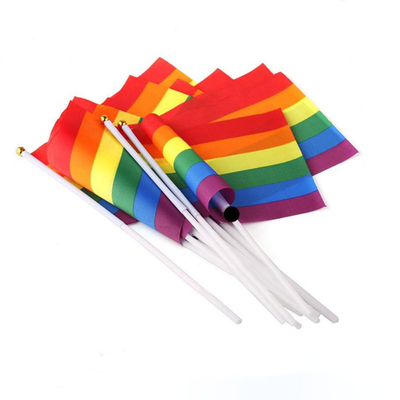 Custom Shake Handheld Pride Flag 14 ซม. x 21 ซม. 100d Polyester