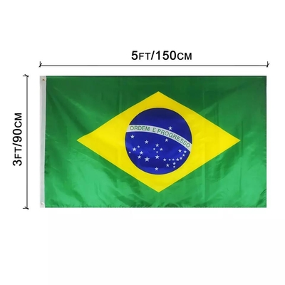 ธงบราซิลแบบกำหนดเองคุณภาพสูง 3x5Ft ธงโพลีเอสเตอร์ 100D