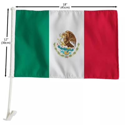 หน้าจอธงรถที่กำหนดเองพิมพ์ธงรถเม็กซิโกพร้อมเสาพลาสติก