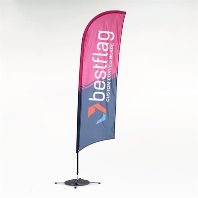 ธงแบนเนอร์ขนนกแบบกำหนดเอง 110D โพลีเอสเตอร์ 560 ซม. ธงชายหาดโฆษณา