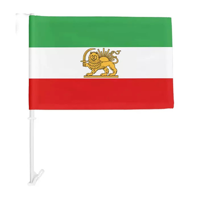 ธงหน้าต่างรถอิหร่านแบบกำหนดเองสี Pantone โพลีเอสเตอร์ธงสิงโตอิหร่าน