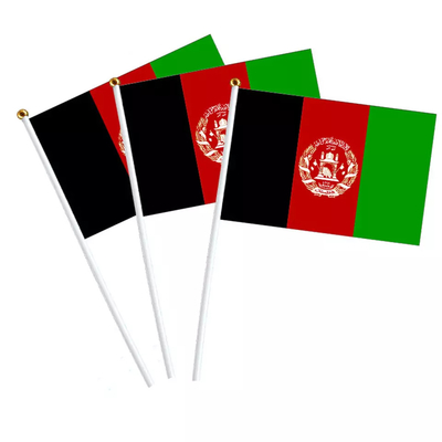เสาสีขาวส่วนบุคคลมือถือธง 100D โพลีเอสเตอร์อัฟกานิสถานธงนานาชาติ