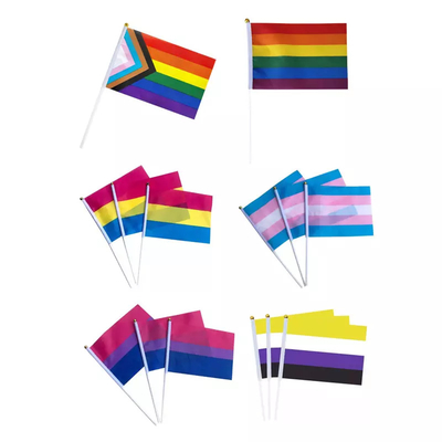 โลโก้ที่กำหนดเองธงมือขนาดเล็กธง LGBT แบบพกพา 14x21 ซม. / 20x30 ซม. / 30x45 ซม.