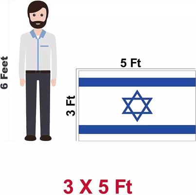 3x5 ฟุต ธงชาติอิสราเอล ธงโพลีเอสเตอร์พิมพ์ด้านเดียว/สองด้าน