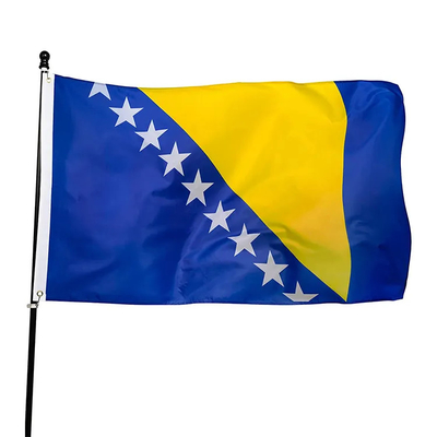 จัดส่งที่รวดเร็ว 150x90 ซม. ธงโลกโพลีเอสเตอร์ธงบอสเนียและเฮอร์เซโกวีนา