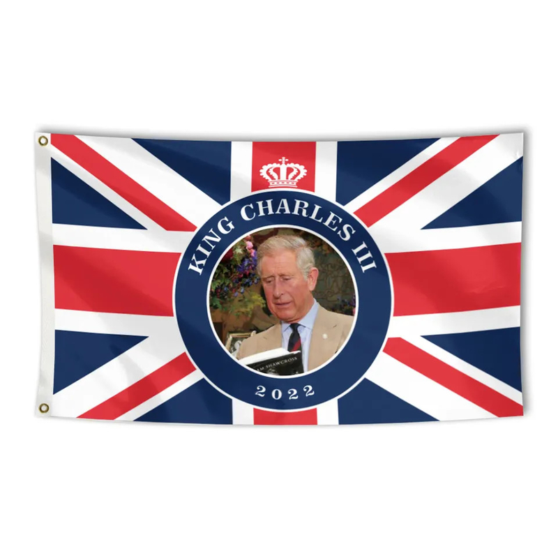 ธง King Charles คุณภาพสูงขนาด 3x5 ฟุต UK King Charles III Coronation 2023